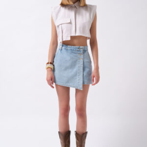 Asymmetrical Mini Skirt With Buttoned Closure - Brand: Black Fashion - Women & Kids, Baby Clothes Wholesale - TheBS Women