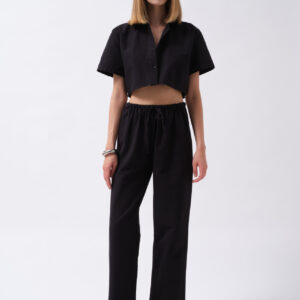 Casual Buttoned Crop Shirt - Brand: Black Fashion - Women & Kids, Baby Clothes Wholesale - TheBS Women