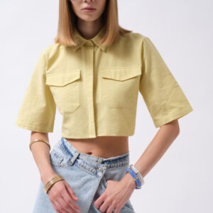 Casual Polo Neck Crop Shirt - Brand: Black Fashion - Women & Kids, Baby Clothes Wholesale - TheBS Women