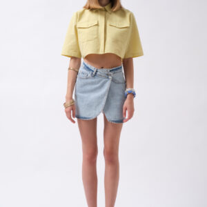 Casual Polo Neck Crop Shirt - Brand: Black Fashion - Women & Kids, Baby Clothes Wholesale - TheBS Women