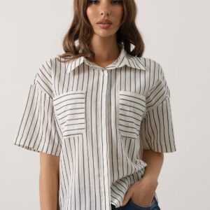 White Striped Casual Formal Shirt - Brand: Reyon - Women & Kids, Baby Clothes Wholesale - TheBS Women