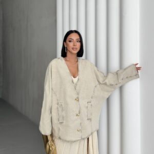 Beige Casual Oversized Single-Breasted Blazer Jacket - Brand: XLove - Women & Kids, Baby Clothes Wholesale - TheBS Women