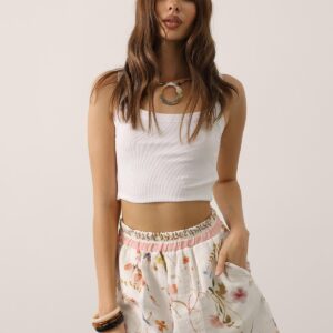 White Paper Bag Shorts With Floral Design - Brand: Reyon - Women & Kids, Baby Clothes Wholesale - TheBS Women
