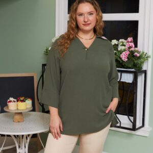 Green Plus Size Elegant Blouse - Brand: RMG - Women & Kids, Baby Clothes Wholesale - TheBS Women