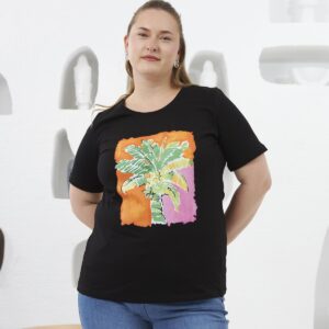 Casual Plus Size Tshirt With Tropical Pattern - Brand: RMG - Women & Kids, Baby Clothes Wholesale - TheBS Women
