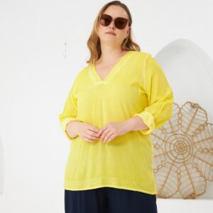 Plus Size Blouse With V-Neck And 3/4 Sleeves - Brand: RMG - Women & Kids, Baby Clothes Wholesale - TheBS Women