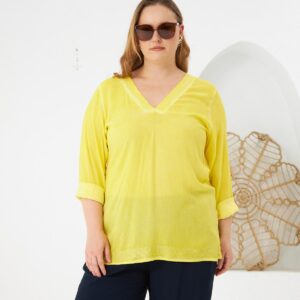 Plus Size Blouse With V-Neck And 3/4 Sleeves - Brand: RMG - Women & Kids, Baby Clothes Wholesale - TheBS Women