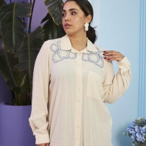 Beige Modest Plus Size Casual Shirt - Brand: RMG - Women & Kids, Baby Clothes Wholesale - TheBS Women