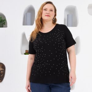 Plus Size Glam Tshirt With Sequined Detail - Brand: RMG - Women & Kids, Baby Clothes Wholesale - TheBS Women
