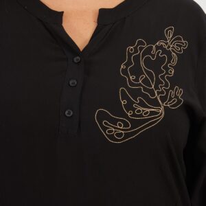 Black Plus Size Casual Blouse With Grandad Neck - Brand: RMG - Women & Kids, Baby Clothes Wholesale - TheBS Women