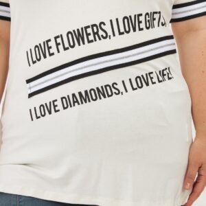 White Plus Size Casual Tshirt With Letter Print - Brand: RMG - Women & Kids, Baby Clothes Wholesale - TheBS Women