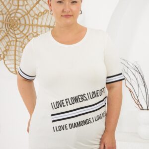 White Plus Size Casual Tshirt With Letter Print - Brand: RMG - Women & Kids, Baby Clothes Wholesale - TheBS Women