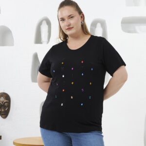 Sequined Plus Size Casual Tshirt - Brand: RMG - Women & Kids, Baby Clothes Wholesale - TheBS Women