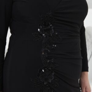 Elegant Black Plus Size Wrap Dress With Sequins - Brand: RMG - Women & Kids, Baby Clothes Wholesale - TheBS Women