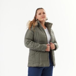 Khaki Puffer Hooded Coat With Zip Up Closure - Brand: RMG - Women & Kids, Baby Clothes Wholesale - TheBS Women