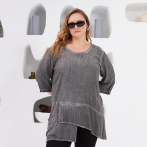 Grey Plus Size Elegant Blouse - Brand: RMG - Women & Kids, Baby Clothes Wholesale - TheBS Women