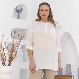 White Elegant Blouse With 3/4 Straight Sleeves - Brand: RMG - Women & Kids, Baby Clothes Wholesale - TheBS Women