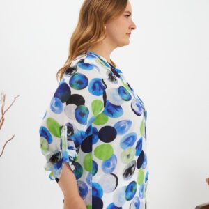 Blue Plus Size Polka Dot Blouse With 3/4 Sleeves - Brand: RMG - Women & Kids, Baby Clothes Wholesale - TheBS Women