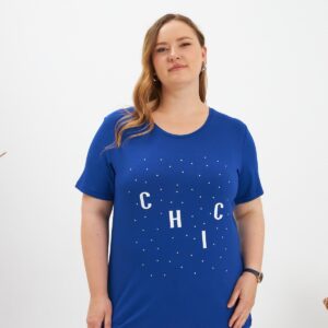 Blue Casual Plus Size Tshirt With Letter Print - Brand: RMG - Women & Kids, Baby Clothes Wholesale - TheBS Women