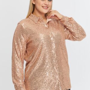 Gold Glam Plus Size Sequined Shirt - Brand: RMG - Women & Kids, Baby Clothes Wholesale - TheBS Women