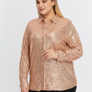 Gold Glam Plus Size Sequined Shirt - Brand: RMG - Women & Kids, Baby Clothes Wholesale - TheBS Women