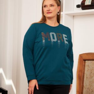 Blue Casual Plus Size Sweatshirt With Letter Print - Brand: RMG - Women & Kids, Baby Clothes Wholesale - TheBS Women