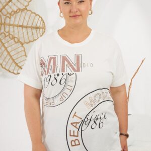 White Casual Plus Size Tshirt With Letter Print - Brand: RMG - Women & Kids, Baby Clothes Wholesale - TheBS Women