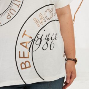 White Casual Plus Size Tshirt With Letter Print - Brand: RMG - Women & Kids, Baby Clothes Wholesale - TheBS Women