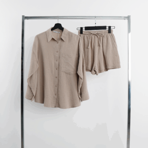 Beige Casual Sweat Shorts With Drawstring - Brand: Cream Rouge - Women & Kids, Baby Clothes Wholesale - TheBS Women