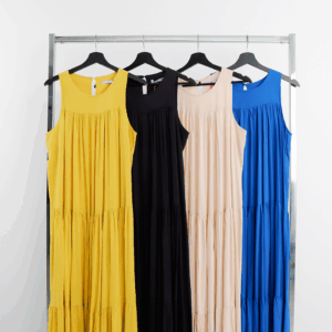 Beige Casual Maxi Smock Dress With Round Neck - Brand: Cream Rouge - Women & Kids, Baby Clothes Wholesale - TheBS Women