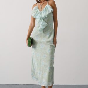 Blue Elegant V-Neck Midi Slip Dress - Brand: Reyon - Women & Kids, Baby Clothes Wholesale - TheBS Women