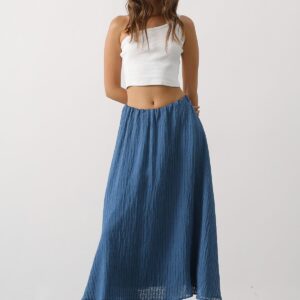 Blue Flared Maxi Skirt With Mid Waist - Brand: Reyon - Women & Kids, Baby Clothes Wholesale - TheBS Women