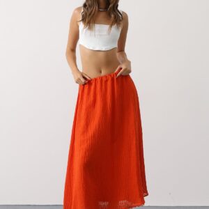 Orange Flared Maxi Skirt With Mid Waist - Brand: Reyon - Women & Kids, Baby Clothes Wholesale - TheBS Women