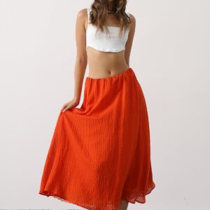 Orange Flared Maxi Skirt With Mid Waist - Brand: Reyon - Women & Kids, Baby Clothes Wholesale - TheBS Women