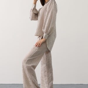 Beige Striped Casual Elegant Formal Set - Brand: Reyon - Women & Kids, Baby Clothes Wholesale - TheBS Women