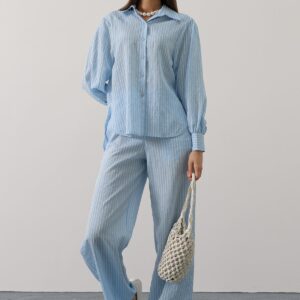 Casual Elegant Striped Buttoned Set - Brand: Reyon - Women & Kids, Baby Clothes Wholesale - TheBS Women