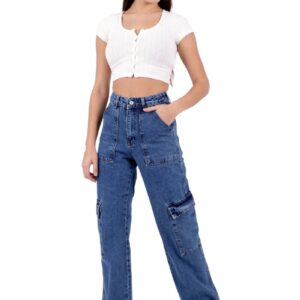 Cargo Pocket Wide Leg Jeans - Brand: XLove - Women & Kids, Baby Clothes Wholesale - TheBS Women