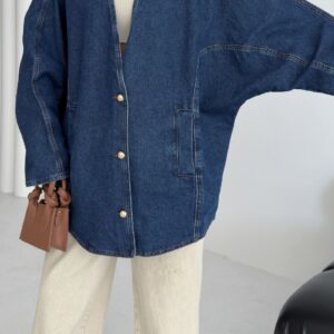 Oversize Batwing Sleeve Denim Jacket - Navy Blue - Brand: XLove - Women & Kids, Baby Clothes Wholesale - TheBS Women