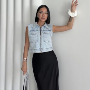 Mini Denim Vest With Zipper - Brand: XLove - Women & Kids, Baby Clothes Wholesale - TheBS Women