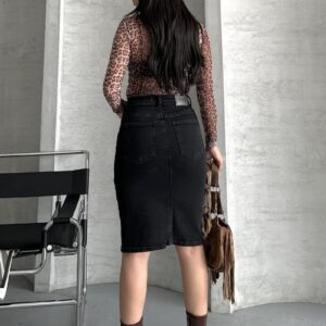 Black Pencil Skirt High Waist Midi Buttoned - Brand: XLove - Women & Kids, Baby Clothes Wholesale - TheBS Women