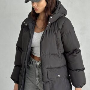 Puffer Jacket With Oversized Fit & Hooded Collar - Brand: My Jest Fashion - Women & Kids, Baby Clothes Wholesale - TheBS Women