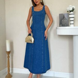 Blue Fit And Flare Midi Dress - Brand: Elisa - Women & Kids, Baby Clothes Wholesale - TheBS Women