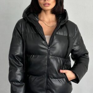 Black Puffer Jacket With Hooded Collar - Brand: My Jest Fashion - Women & Kids, Baby Clothes Wholesale - TheBS Women