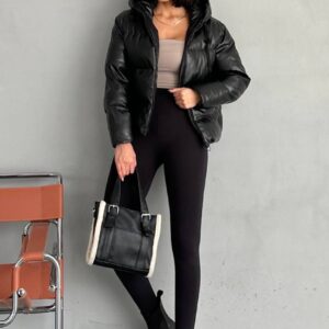 Black Puffer Jacket With Hooded Collar - Brand: My Jest Fashion - Women & Kids, Baby Clothes Wholesale - TheBS Women