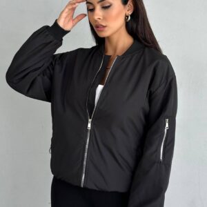 Black Oversized Fit Bomber Jacket - Brand: My Jest Fashion - Women & Kids, Baby Clothes Wholesale - TheBS Women