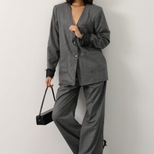 Grey Palazzo Pants With Wide Leg And Buttoned Closure - Brand: Reyon - Women & Kids, Baby Clothes Wholesale - TheBS Women