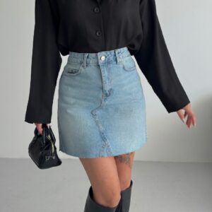 A-Line Mini Skirt With High Waist And Buttoned Closure - Brand: XLove - Women & Kids, Baby Clothes Wholesale - TheBS Women