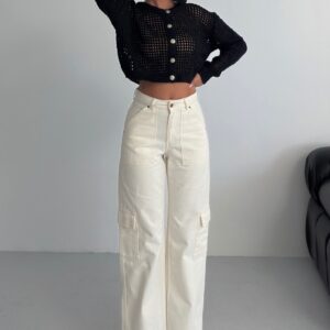 Beige Cargo Jeans With High Waist & Flap Pockets - Brand: XLove - Women & Kids, Baby Clothes Wholesale - TheBS Women