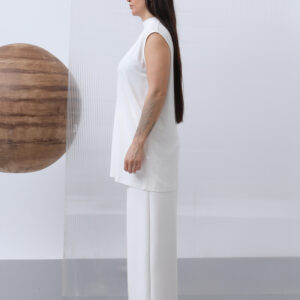 White Blouse With High Neck And Cap Sleeves - Brand: Puane - Women & Kids, Baby Clothes Wholesale - TheBS Women