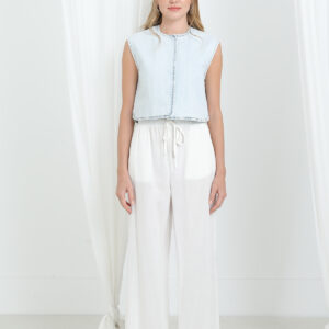 White Palazzo Pants With Drawstring And Wide Leg - Brand: SOUL - Women & Kids, Baby Clothes Wholesale - TheBS Women